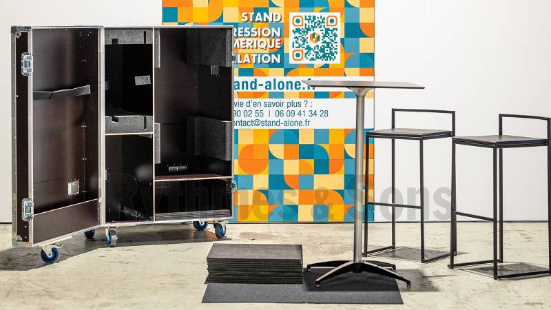 Caisse rangement bois pour stand foires et expositions